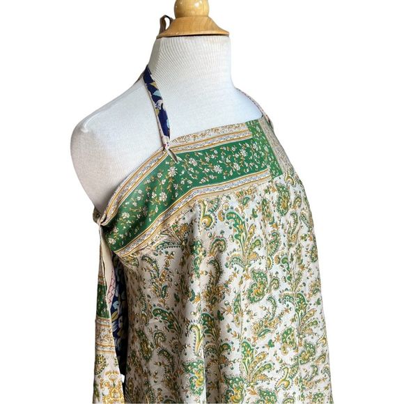 Floral Halter Dress with Green and Blue Accents - Picture 3 of 10